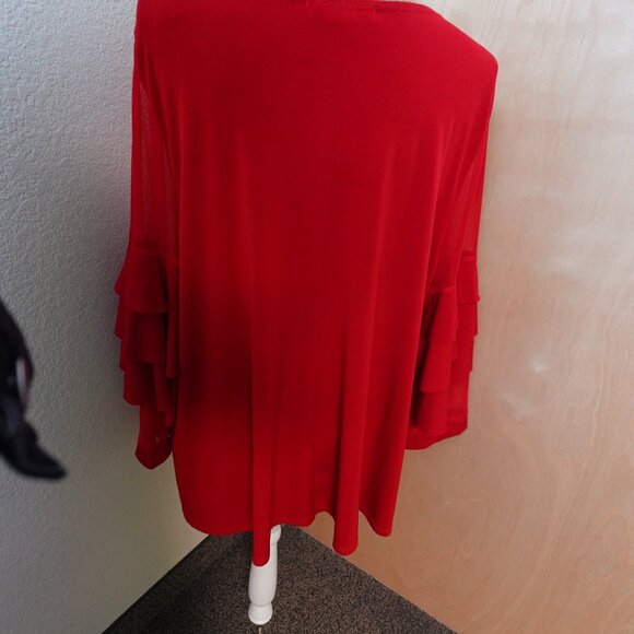 Red ITY Top with Mesh Sleeves - Picture 4 of 4